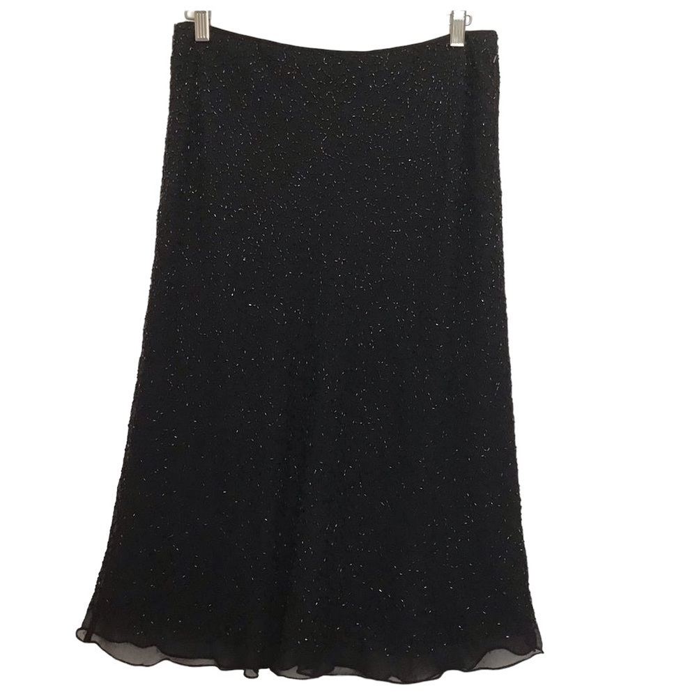 𝅺MARINA by Marina Bresler black skirt rhinestone embellished spark sheer Large